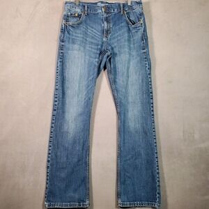 Wrangler Retro Jeans Mens 33x32 Blue Slim Boot Cut Stretch Denim Western Cowboy